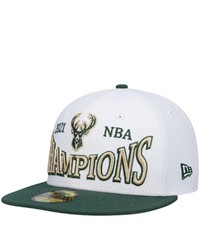 New Era White Green Milwaukee Bucks Arch Champs 59fifty Fitted Hat At Nordstrom
