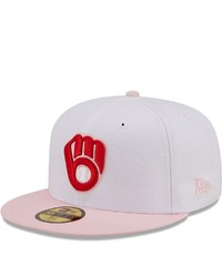 New Era Whitepink Milwaukee Brewers Scarlet Undervisor 59fifty Fitted Hat At Nordstrom