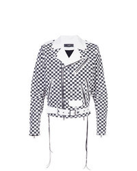 White Print Biker Jacket