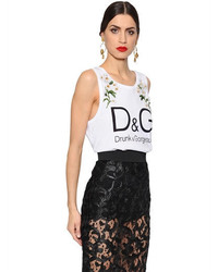 Dolce & Gabbana Embroidered Printed Cotton Jersey Top