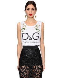 Dolce & Gabbana Embroidered Printed Cotton Jersey Top
