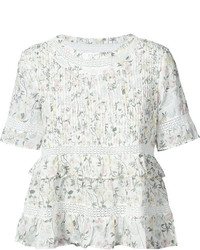 Anine Bing Floral Print Frilled Top