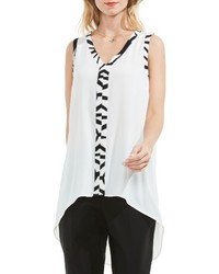 Vince Camuto Print Trim Highlow Blouse