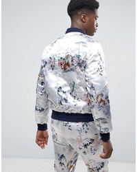 Asos Bomber Jacket With Tiger Floral Print