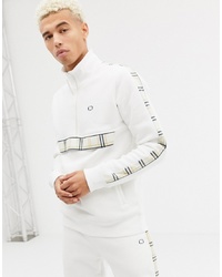 Criminal Damage Track Jacket In White With Half Zip And Check