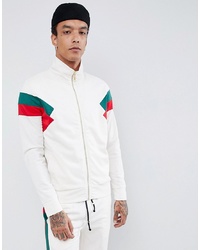 Criminal Damage Track Jacket In White With Red