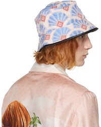 Casablanca Blue Off White Jacquard Shell Bucket Hat