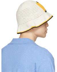 Casablanca Off White Yellow Crochet Bucket Hat