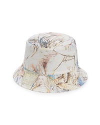 Alexander McQueen Watercolor Print Bucket Hat In Ivorysky Blue At Nordstrom