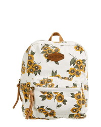 White Print Canvas Backpack