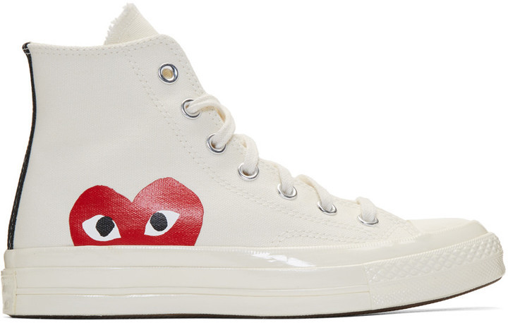 Comme des Garcons Comme Des Garons Play Off White Converse Edition Chuck  Taylor All Star 70 High Top Sneakers, $125 | SSENSE | Lookastic