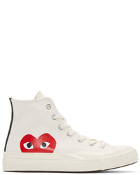 Comme des Garcons Comme Des Garons Play Off White Converse Edition High Top Sneakers
