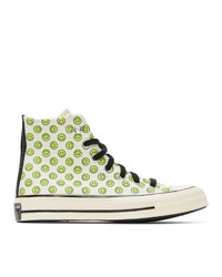 Converse Off White And Green Happy Camper Chuck 70 High Sneakers