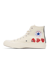 Comme Des Garcons Play Off White Converse Edition Multiple Hearts Chuck 70 High Sneakers