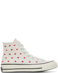 Converse Off White Embroidered Lips Chuck 70 Hi Sneakers
