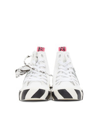 Off-White White And Grey Vulcanized Mid Top Sneakers