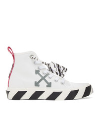 Off-White White And Grey Vulcanized Mid Top Sneakers