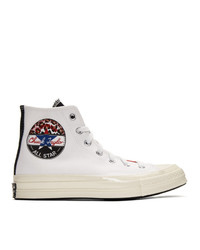 Converse White And Red Logo Play Chuck 70 High Sneakers