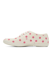 Comme Des Garçons Girl Beige And Pink Polka Dot Plimsoll Sneakers