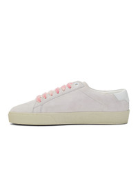 Saint Laurent Off White And Pink Court Classic Sneakers
