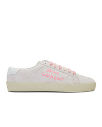 Saint Laurent Off White And Pink Court Classic Sneakers