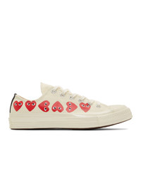 Comme Des Garcons Play Off White Converse Edition Multiple Hearts Chuck 70 Low Sneakers