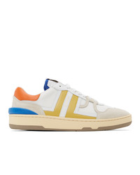 Lanvin White And Yellow Mesh Clay Low Sneakers
