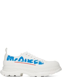 Alexander McQueen White Blue Tread Slick Graffiti Sneakers