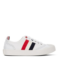 Thom Browne White Brogued Canvas Sneakers