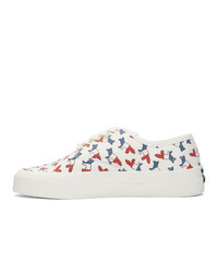 MAISON KITSUNE White Multicolor Print Fox Sneakers