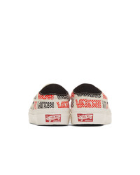 Vans White And Red Logo Checkerboard Og Slip On 59 Lx Sneakers