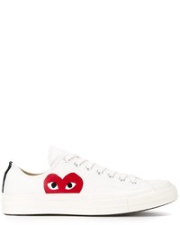 White Print Canvas Sneakers