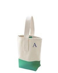 Cathy's Concepts Green Color Dipped Canvas Wine Tote