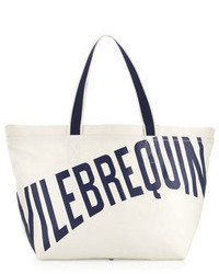 Vilebrequin Logo Canvas Tote Bag White