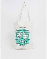ASOS DESIGN Organic Tote Bag With Sprayed Peace Sign And Dance Print