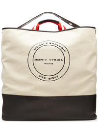 Sonia Rykiel Printed Canvas Tote With Leather