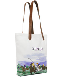 Polo Ralph Lauren White Equestrian Print Shopper Tote Bag