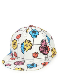 Moschino Floral Leather Baseball Cap Whitemulticolor