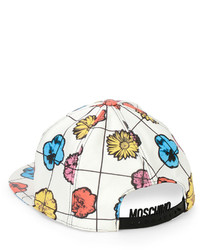 Moschino Floral Leather Baseball Cap Whitemulticolor