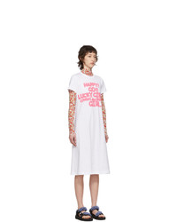 Comme Des Garçons Girl White Cotton Logo T Shirt Dress