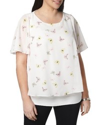 Evans Plus Size Butterfly Print Overlay Top