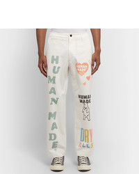 Human Made Cropped Logo Print Cotton Twill Trousers