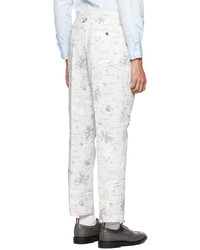 Thom Browne Grey Canvas Graphic Chino Trousers