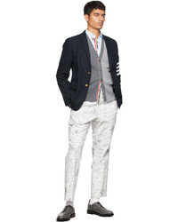 Thom Browne Grey Canvas Graphic Chino Trousers