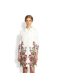 Dolce & Gabbana Floral Print Jacquard Top Coat White Print