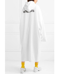 Vetements Oversized Hooded Printed Cotton Jersey Coat