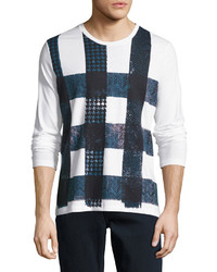 Burberry Ashby Check Graphic Long Sleeve T Shirt White