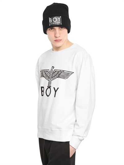 Boy London Boy Eagle Print Fleece Sweatshirt, $93 | LUISAVIAROMA