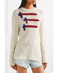 The Elder Statesman Flying Crosses Intarsia Cashmere Sweater Off White