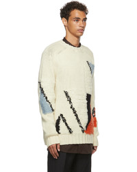 Jil Sander Off White Wool Jacquard Sweater